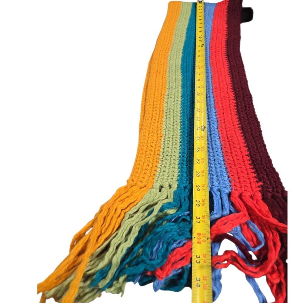 American Eagle Rainbow Stripe NWT Wool Blend Hand Knit Scarf Cozy Warm Winter